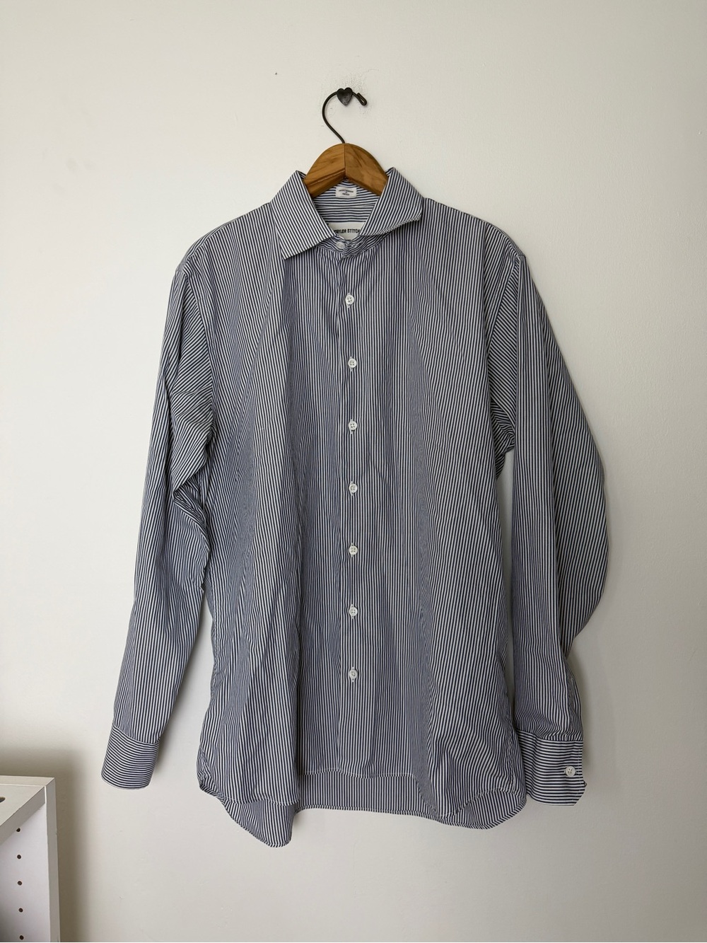 Taylor Stitch Blue and White Thin-Striped Dress Shirt